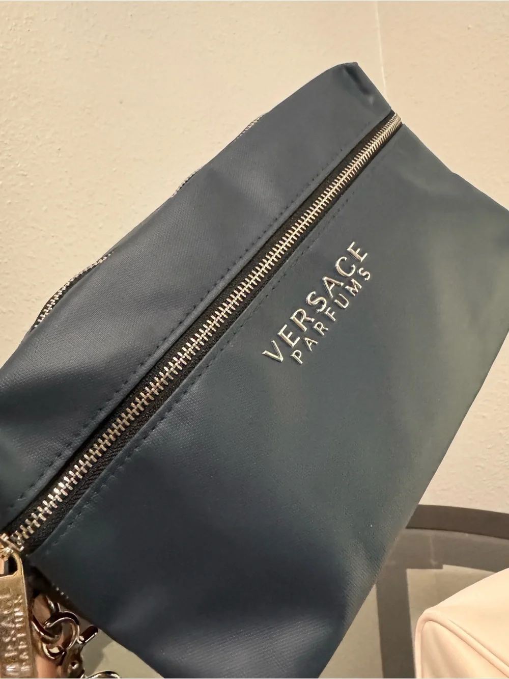 Versace Navy and Blush Pink Cosmetic Pouch Duo